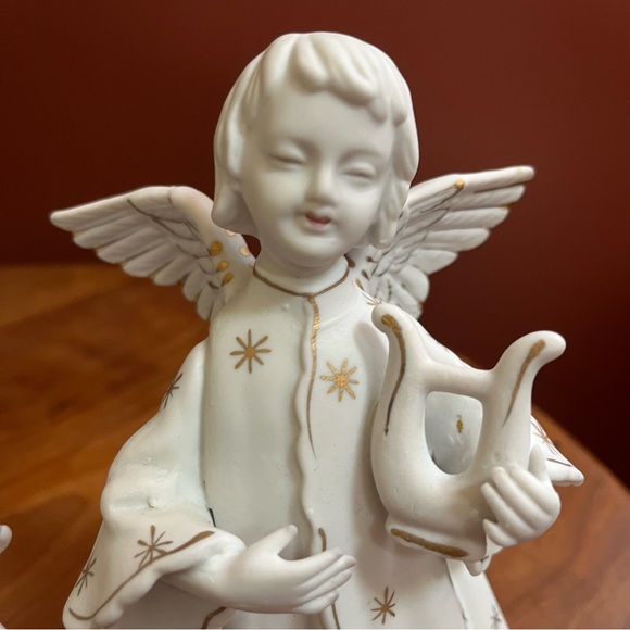 Schmid Bros Angel Harp Candleholders Set - Picture 5 of 9